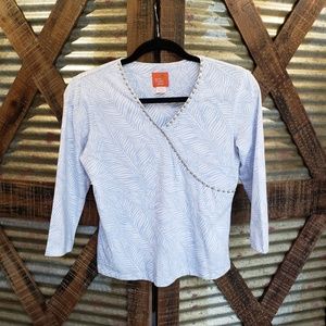 Palm Print 3/4 Sleeve Top